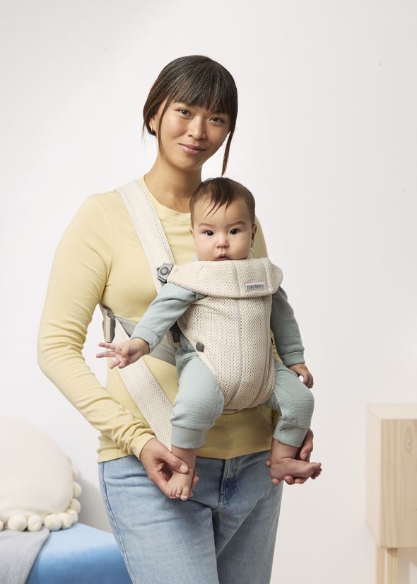 Baby Carrier Mini in cream 3D mesh - front carrying facing forward