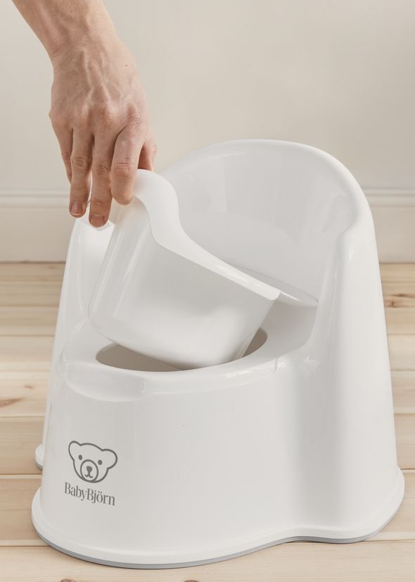 Potty chair in white gray with easy to empty inner potty- BabyBjörn