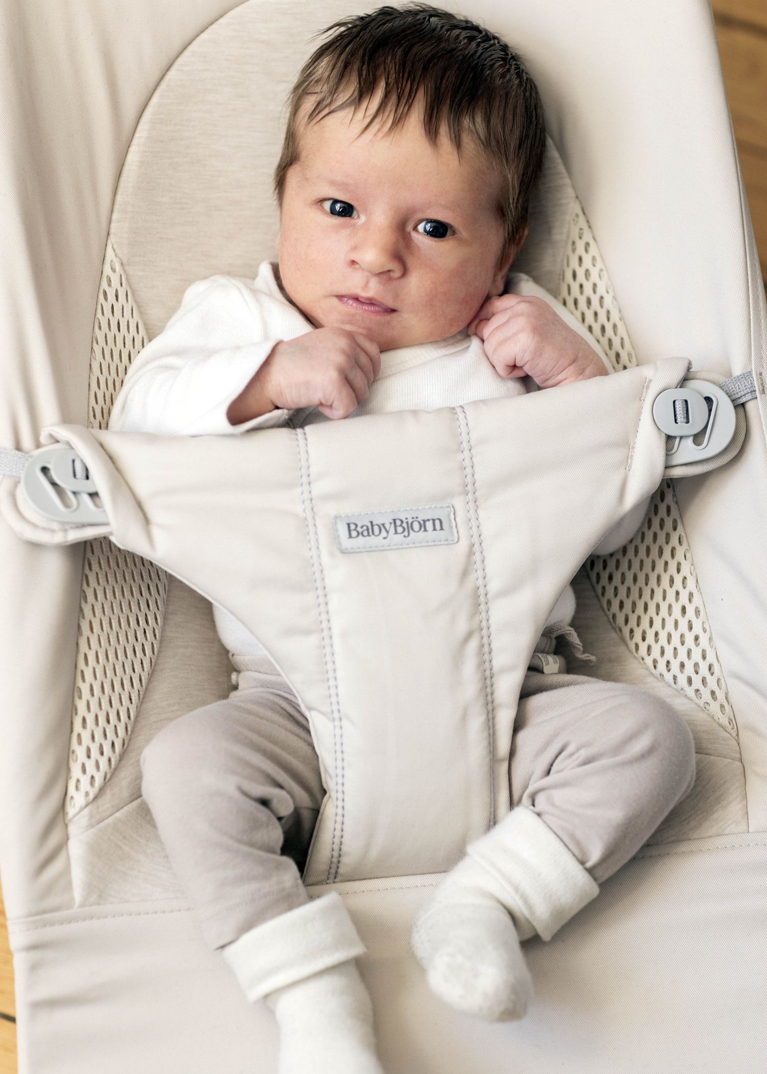 Bouncer Balance Soft in Light beige Woven/Jersey Trifabric - BabyBjörn