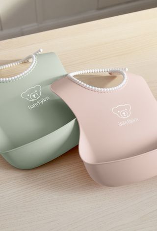 Baby Bib 2 pack Gray Powder green