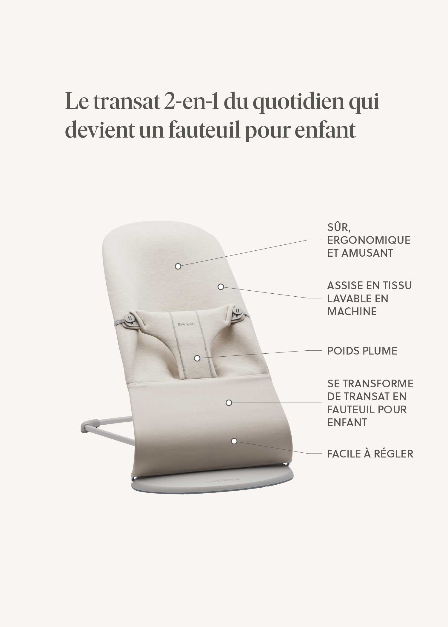 Transat Bliss - Bleu nuit / Tissé, matelassage Classique / Gris foncé (BabyBjörn) - Image 5
