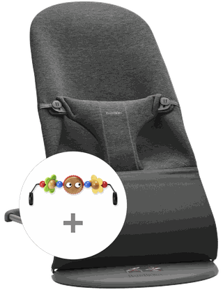 Bouncer Bundle with Toy Charcoal grey  3D Jersey  Googly Eyes BabyBjörn