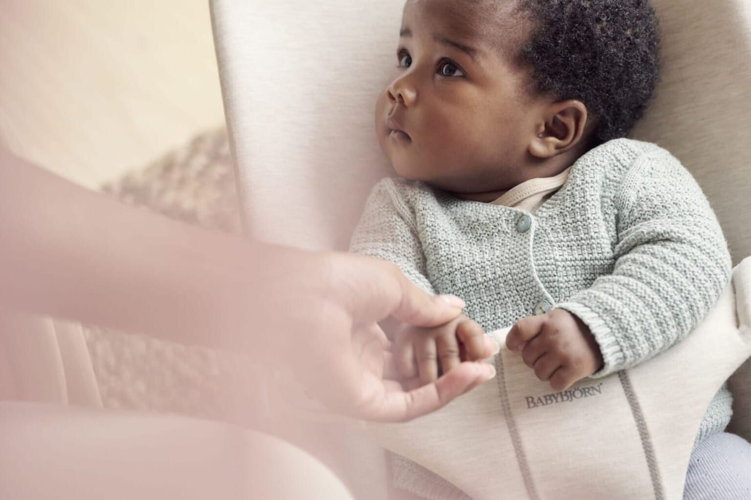 Bouncer Bliss in Light beige 3d jersey - BabyBjörn