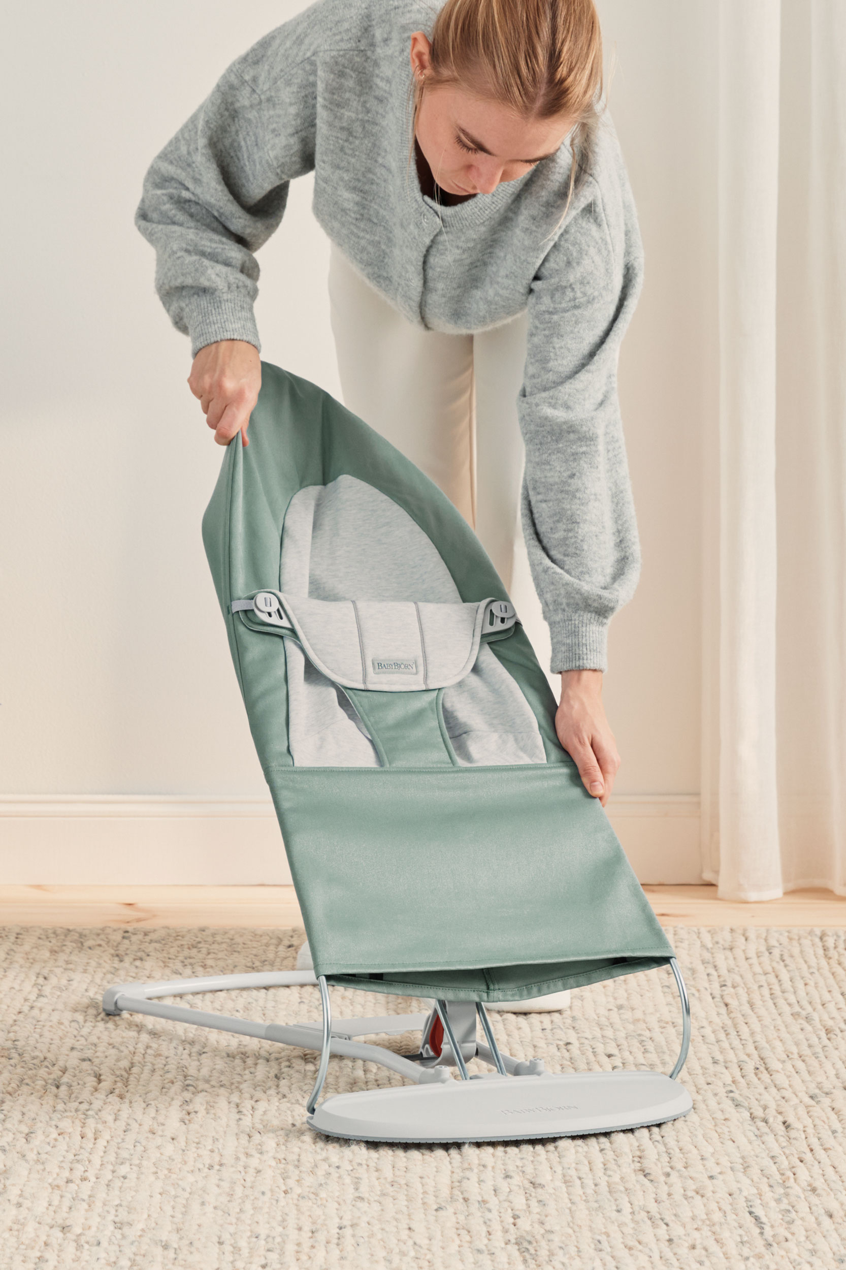 Transat Balance Soft - Vert sauge/Gris clair / Tissé/Jersey / Gris clair (BabyBjörn) - Image 7