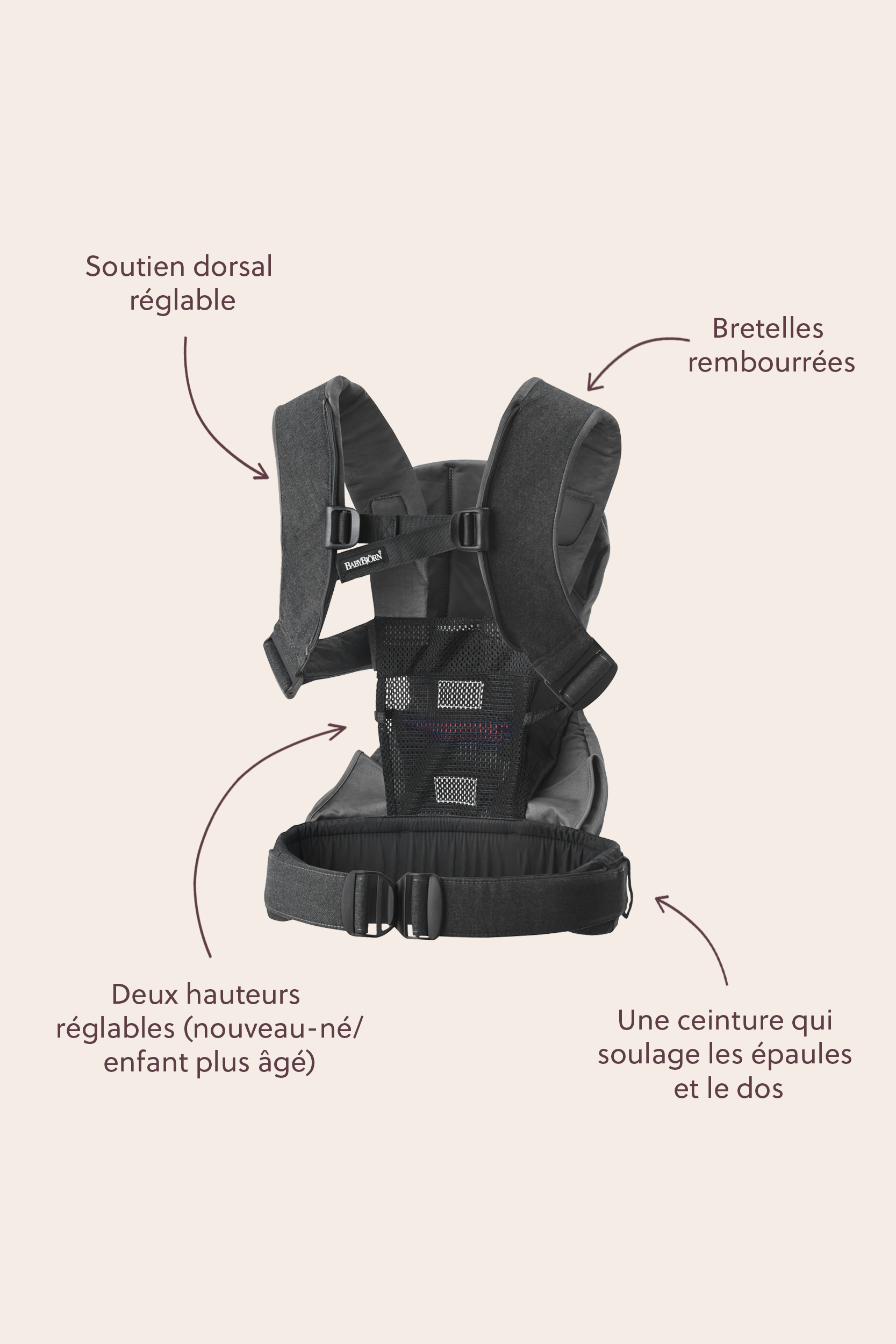 Porte-bébé One - Noir / Tissé mélangé (BabyBjörn) - Image 6