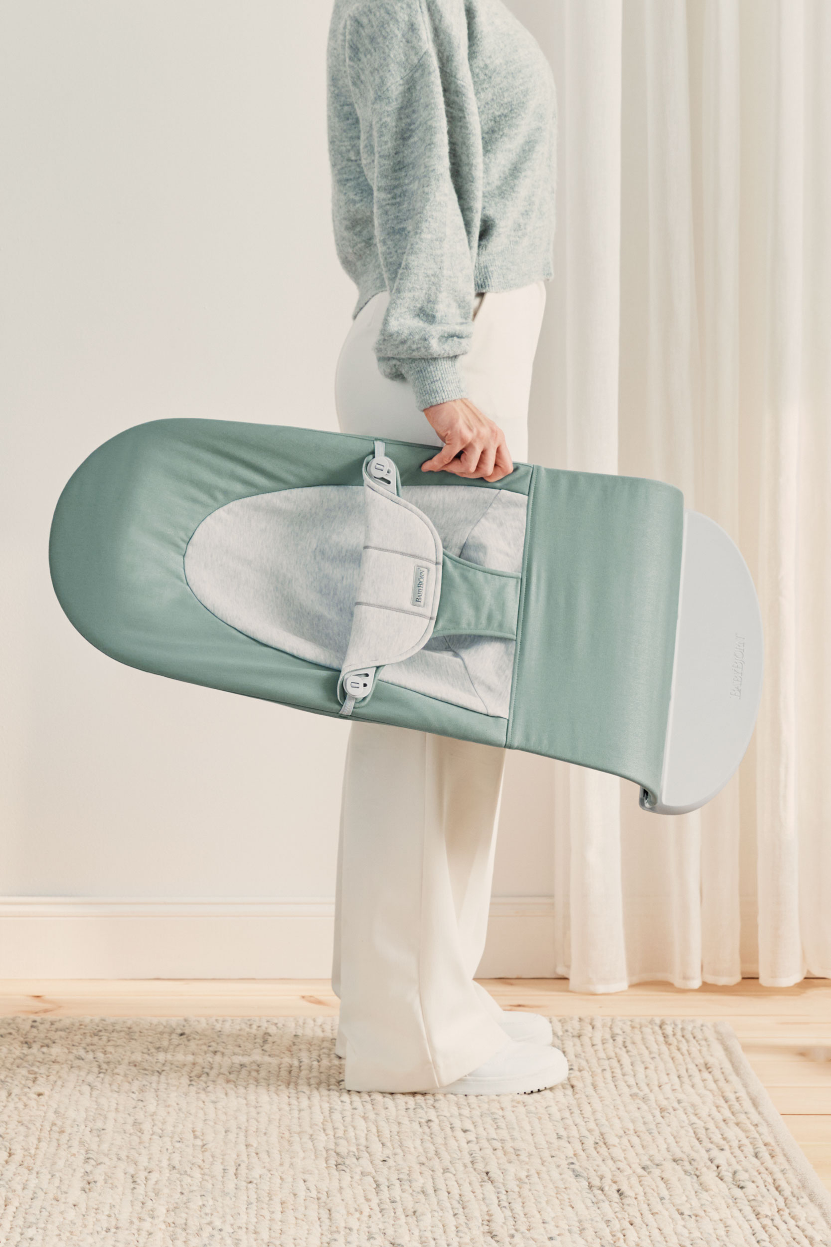 Transat Balance Soft - Vert sauge/Gris clair / Tissé/Jersey / Gris clair (BabyBjörn) - Image 8