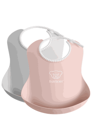 Baby Bib 2 pack Gray Powder Pink BabyBjörn