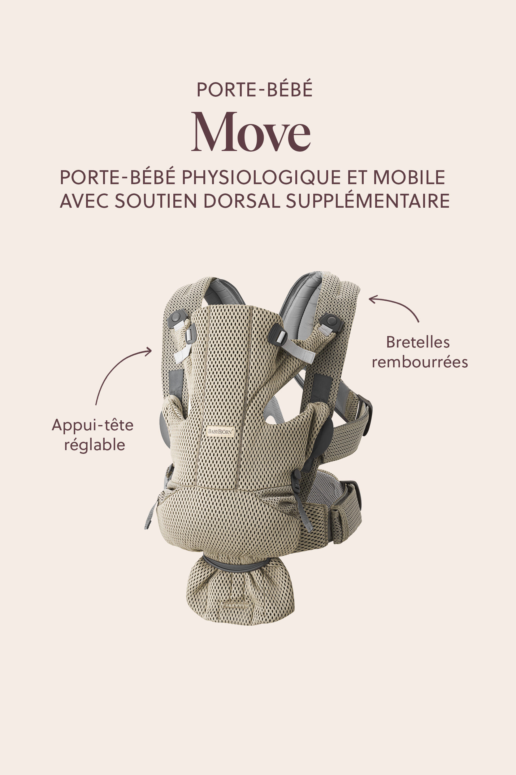 Porte-bébé Move - Gris beige / Mesh 3D (BabyBjörn) - Image 11