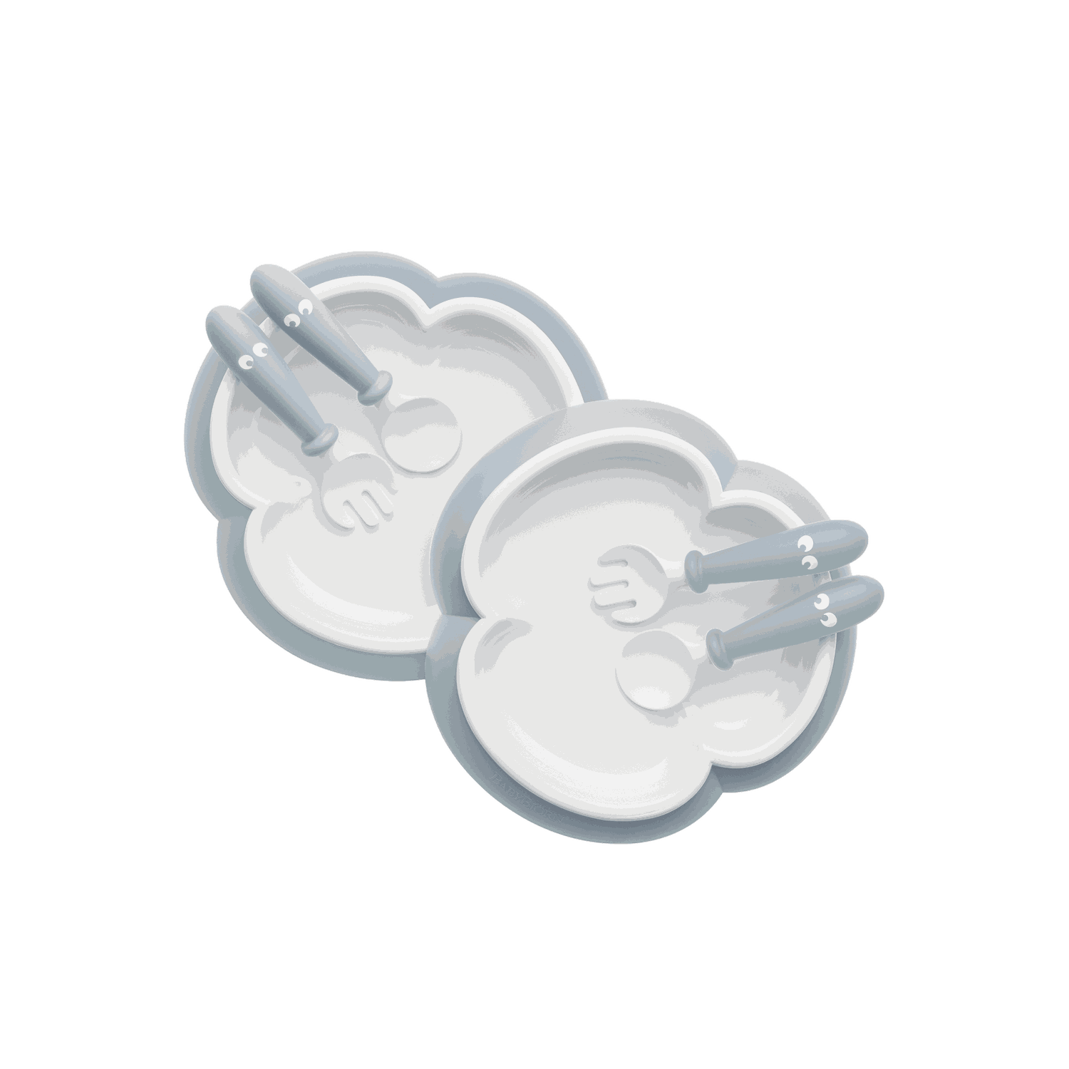 Baby Plate, Spoon and Fork, 2 sets - Powder blue
