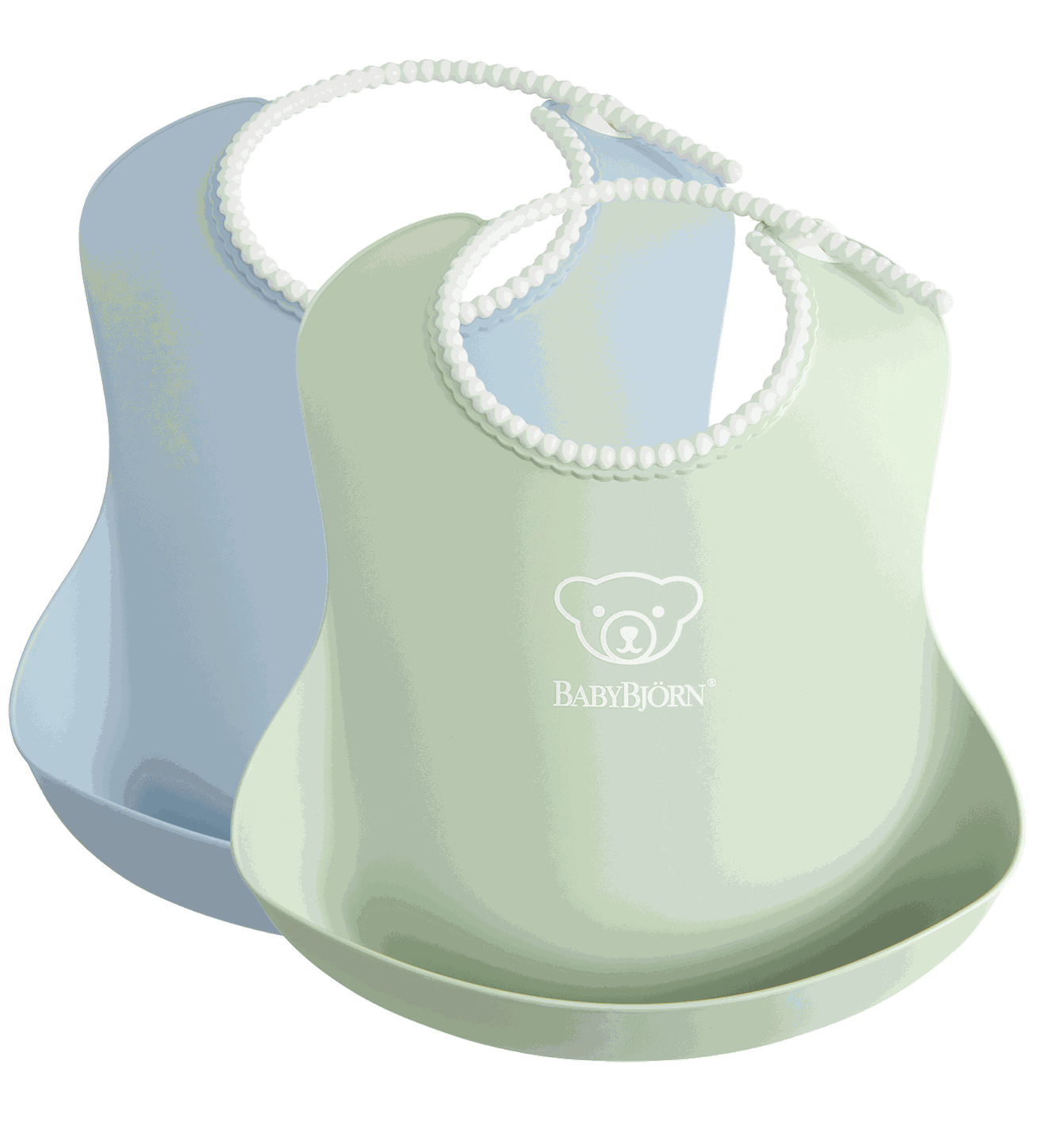 Bavoir, lot de 2 - Vert pastel/Bleu pastel (BabyBjörn) - Image 1