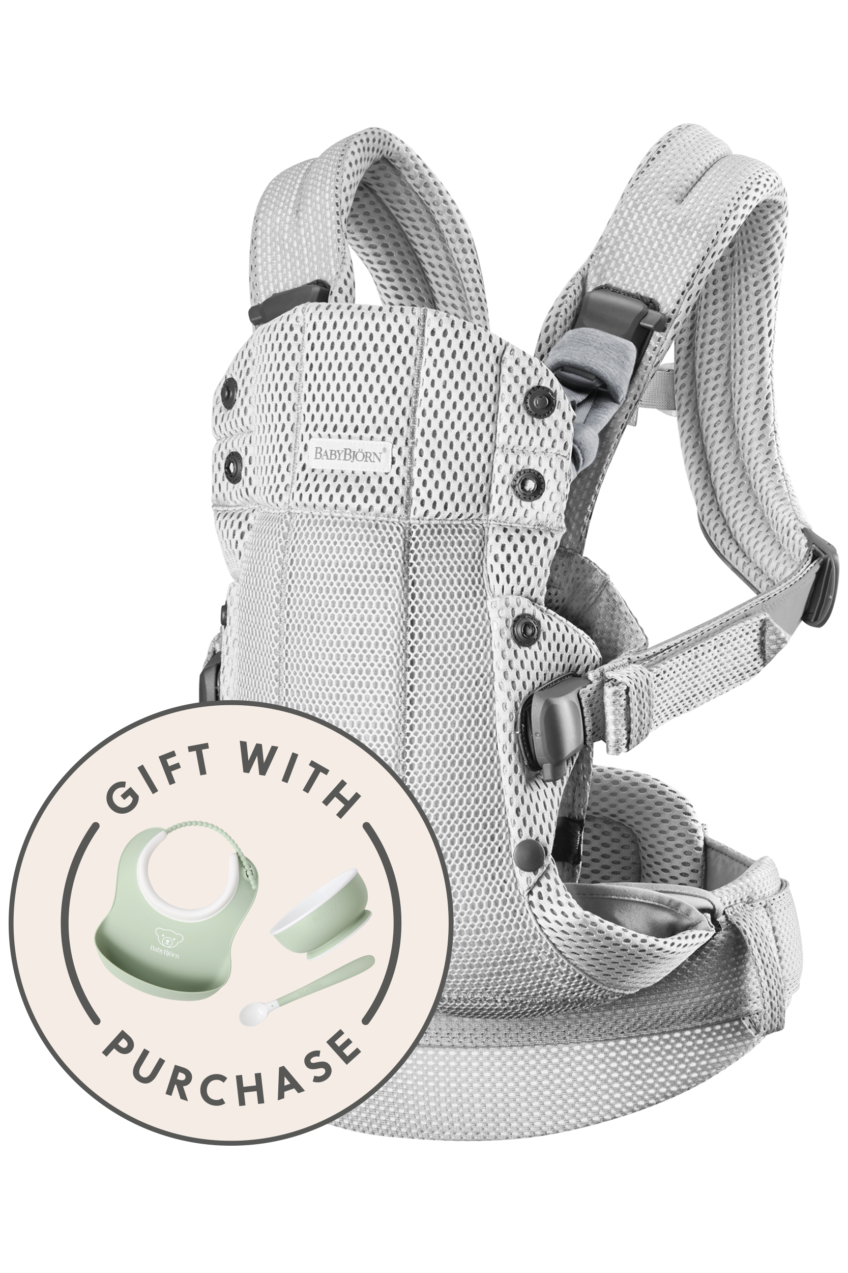 BABYBJÖRN ハーモニー シルバー Baby Carrier Harmony—comfy, padded back support | BabyBjörn