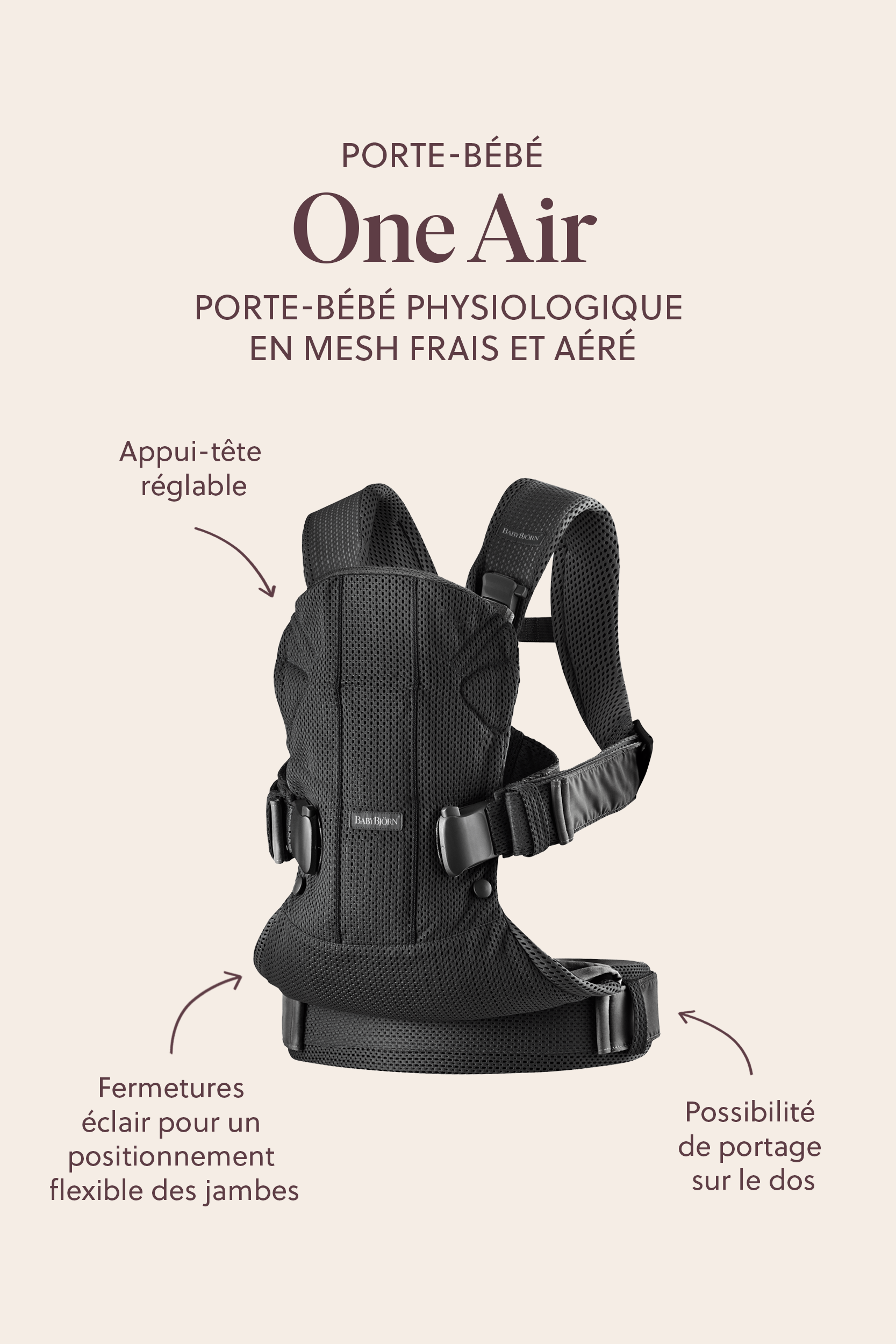 Porte-bébé One Air - Anthracite / Mesh 3D (BabyBjörn) - Image 5