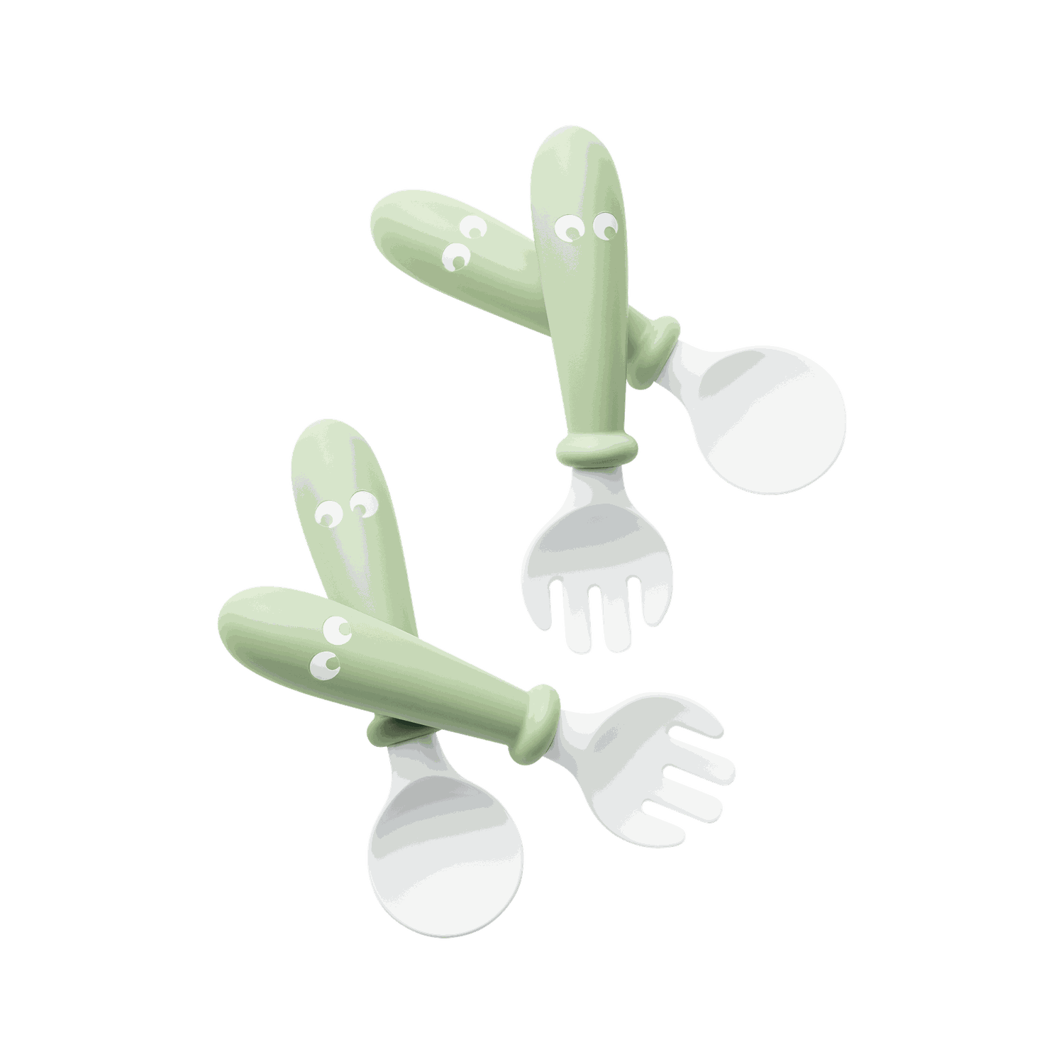 Baby Spoon and Fork, 4 pcs - Powder green