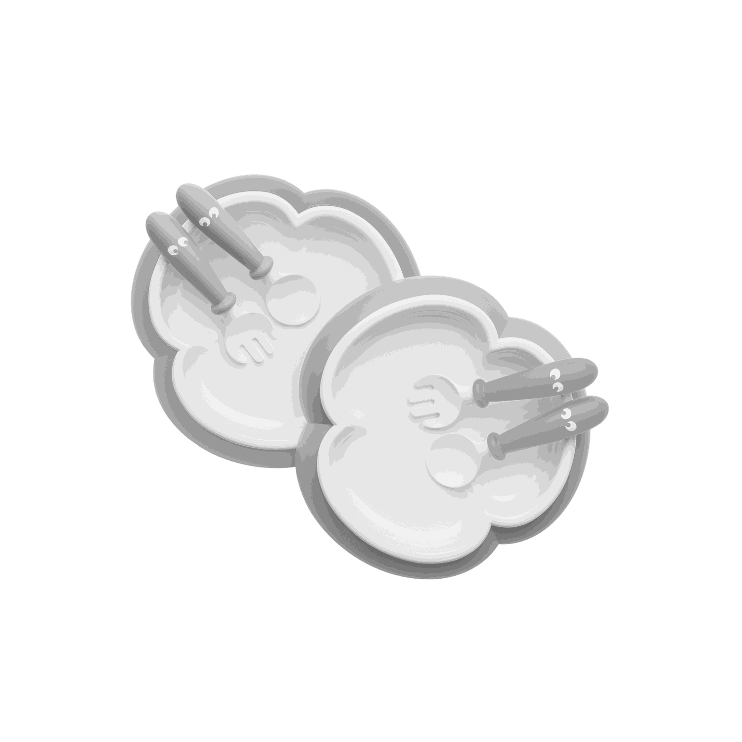 Baby Plate, Spoon and Fork, 2 sets - Gray