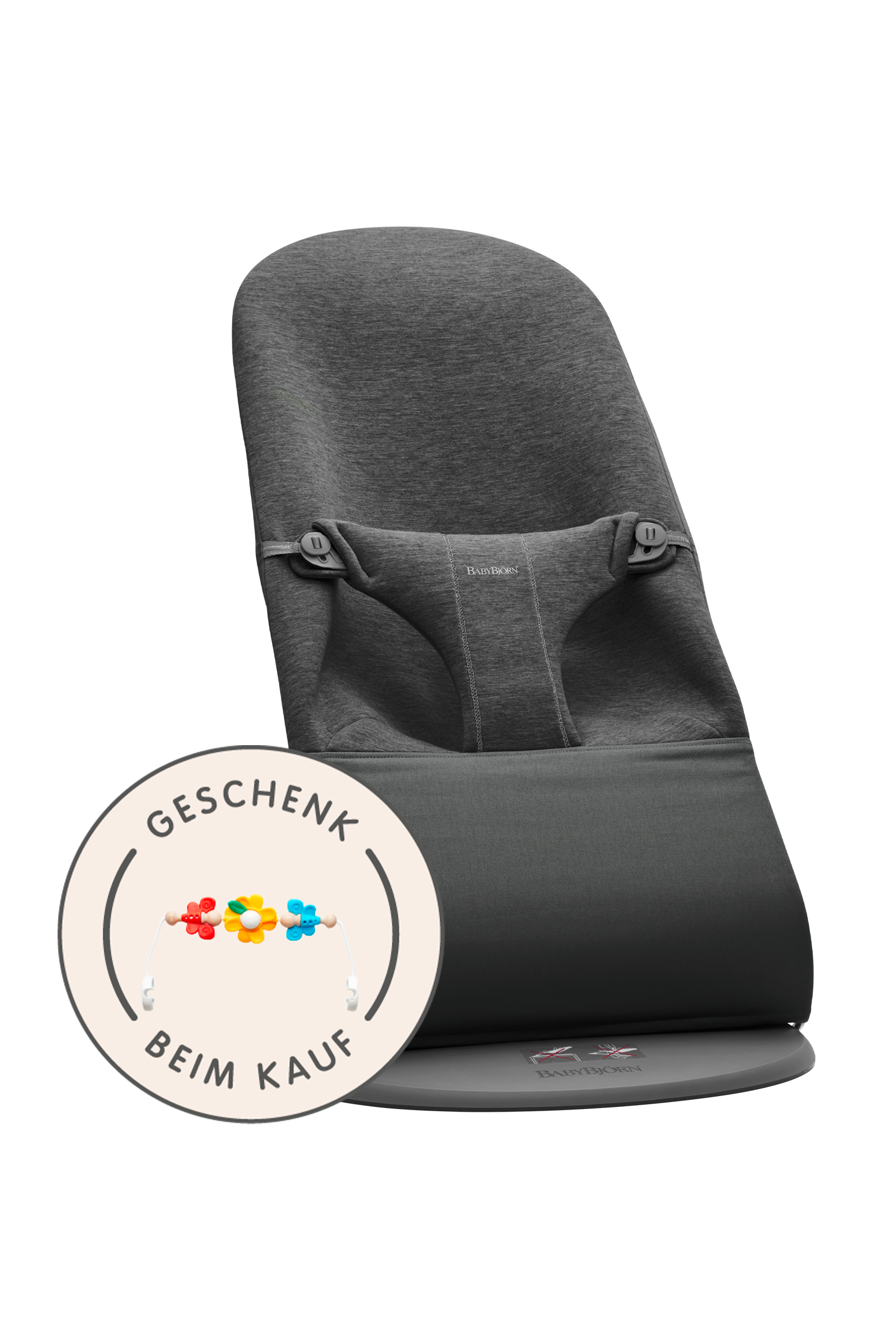Babywippe Bliss - Schwarzgrau / 3D-Jersey / Dunkelgrauer