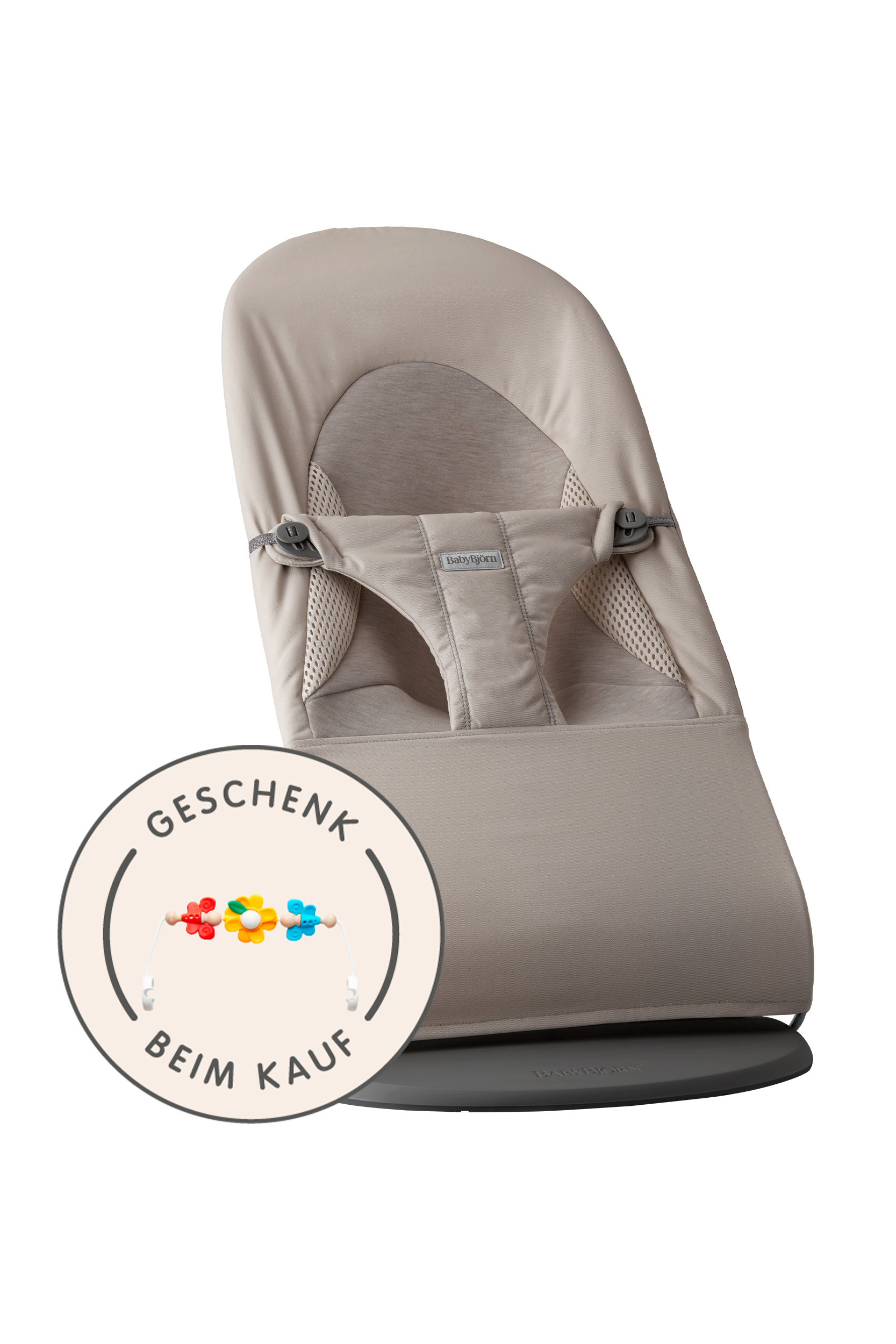 Babywippe Balance Soft - Sandgrau / Gewebt/Jersey, Tri-Fabric / Dunkelgrauer