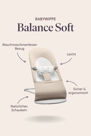 Babywippe Balance Soft in Beige/Grauem Gewebe/Jersey - BabyBjörn