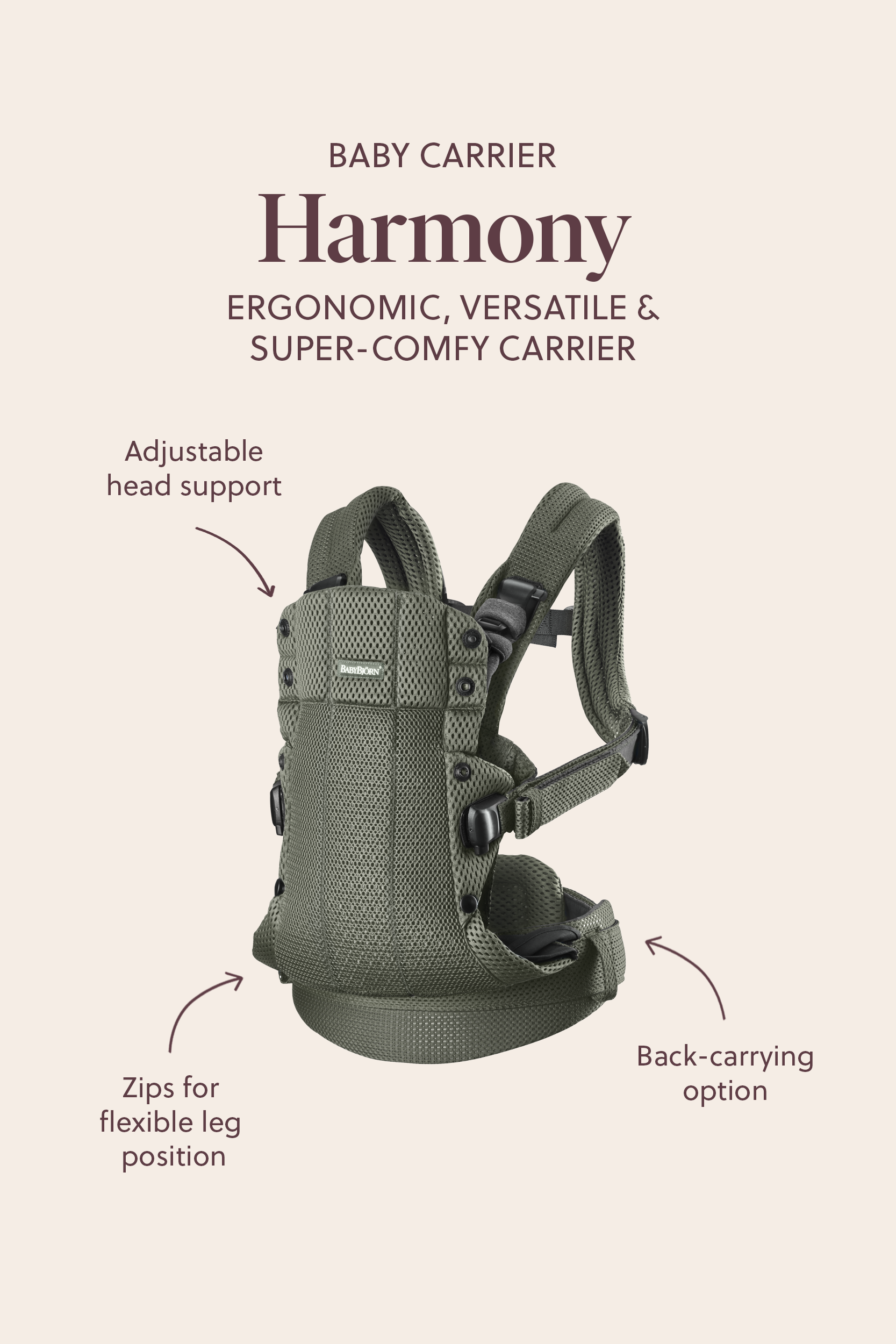 Baby Carrier Harmony—comfy, padded back support | BabyBjörn