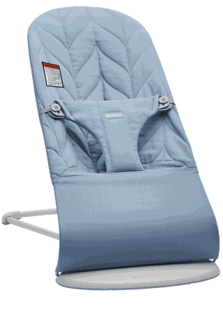 Bouncer Bliss Blue - Cotton, Petal quilt - Light gray frame BabyBjörn