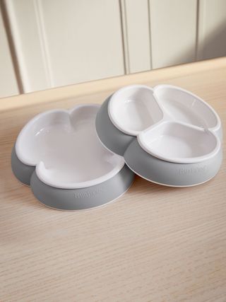 Plastic Divided Serving Platter Tray with Lid (Light Green, 2 Pack