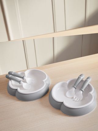 Baby Plate Spoon and Fork 2 set Gray BabyBjörn