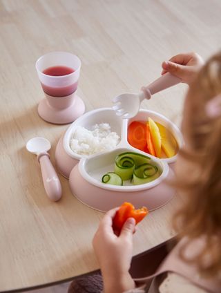 Baby plate set including baby silverware