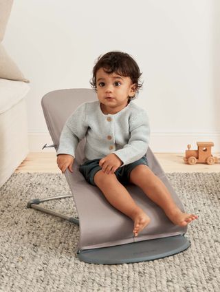 Babybjorn Transat bliss cadre gris clair coton - Petit Pois