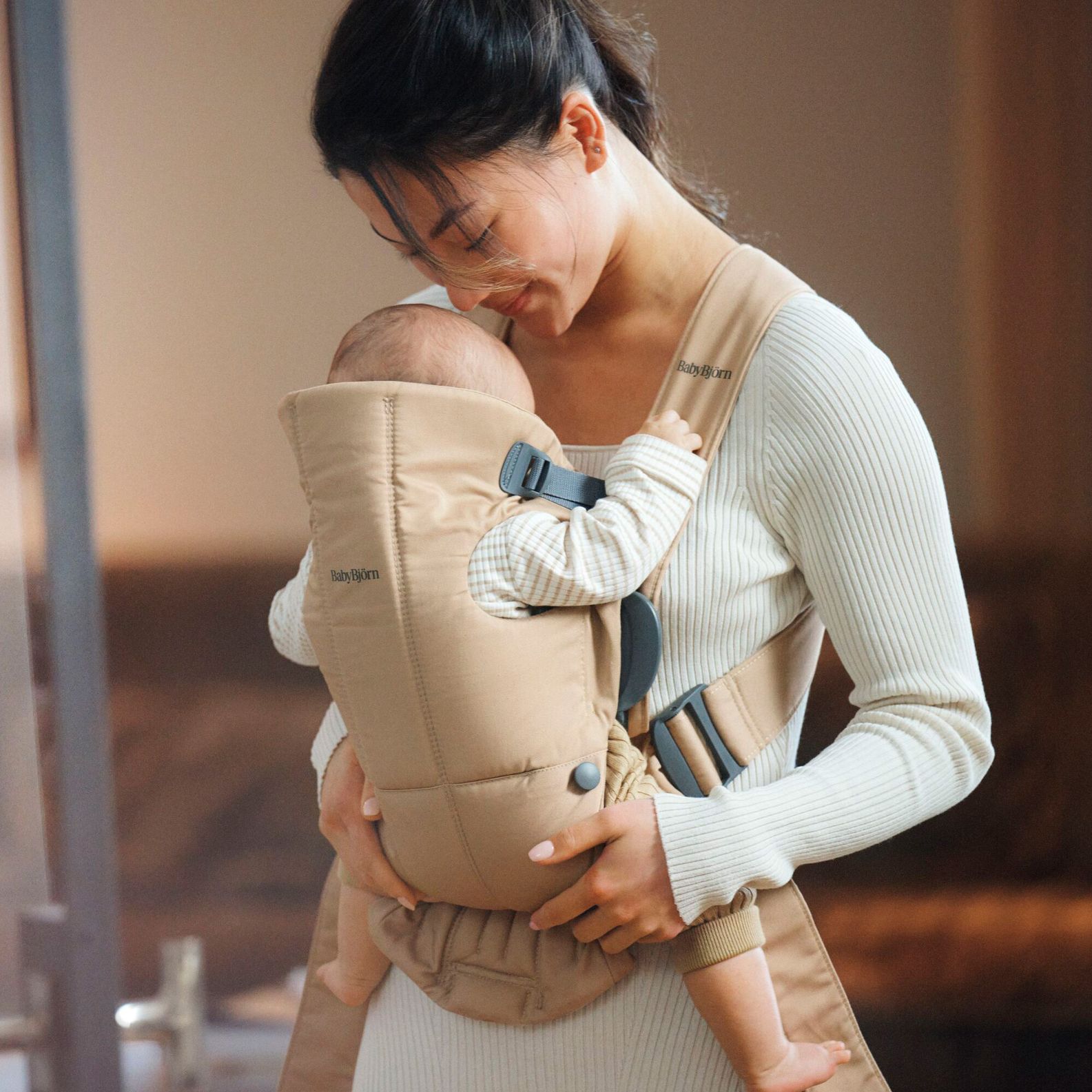 Baby Carrier Mini in Beige Woven - BabyBjörn