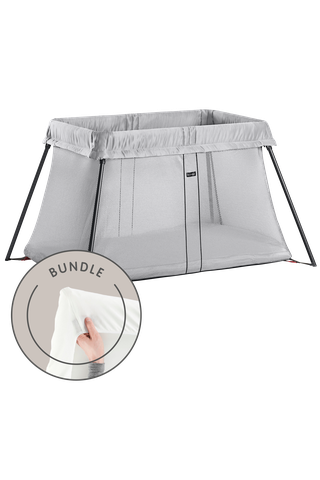 Travel Crib Light Silver Bundle