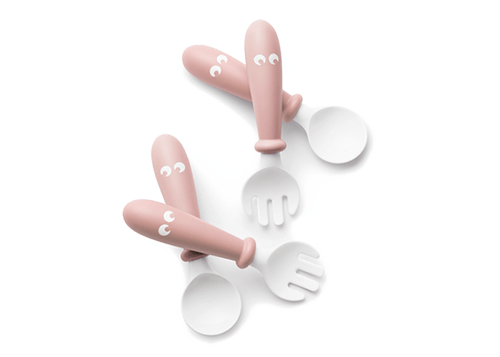 Baby Spoon and fork 4-p in powder pink - BabyBjörn