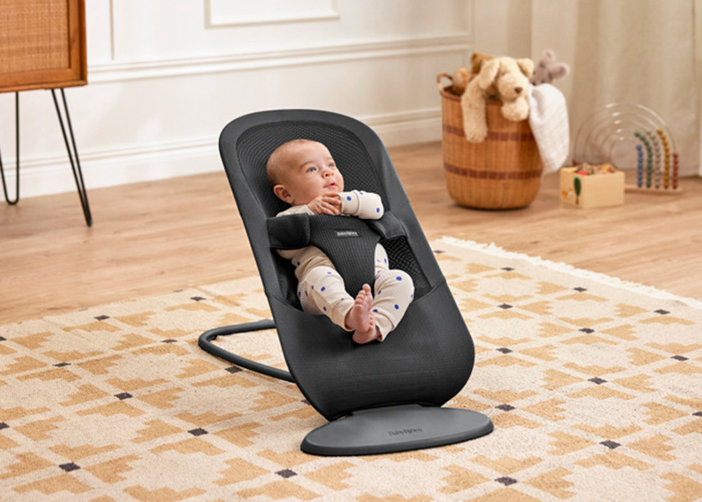 Bouncer Begin in dark grey airy mesh - BabyBjörn