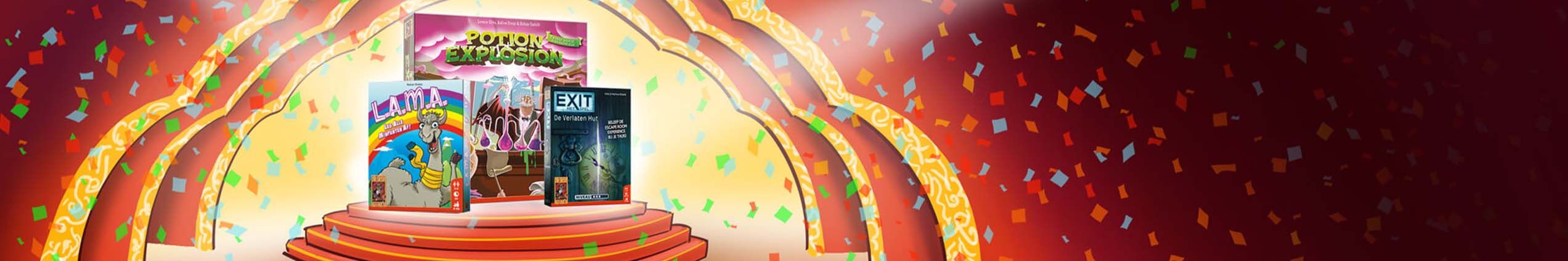 je ziet een banner met de box van lama, exit, en potion explotion