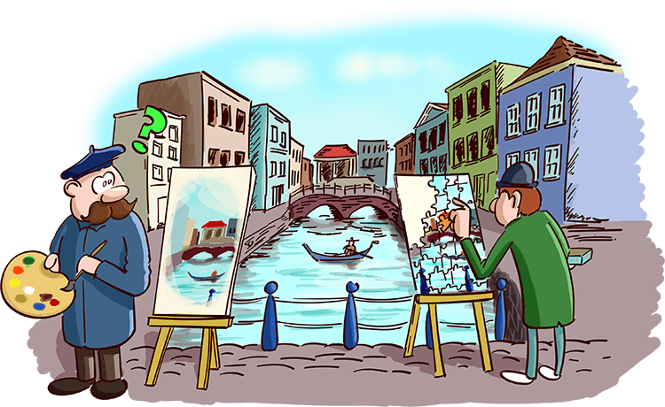cartoon van een puzzel