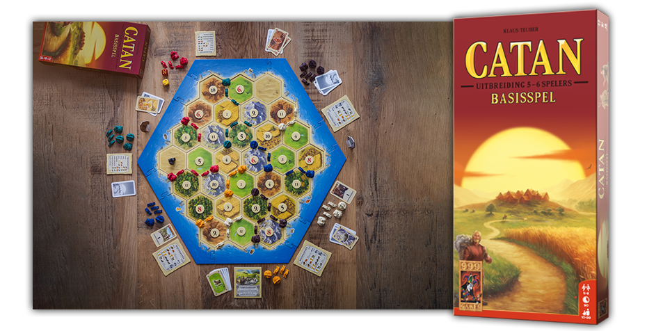 Op deze afbeelding zie je de Catan uitbreiding voor 5 en 6 spelers