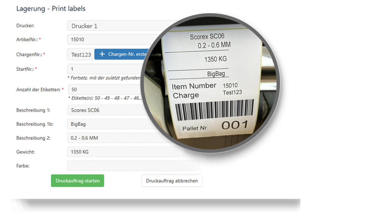 Barcode-Etikettierung-Etikettenverwaltung