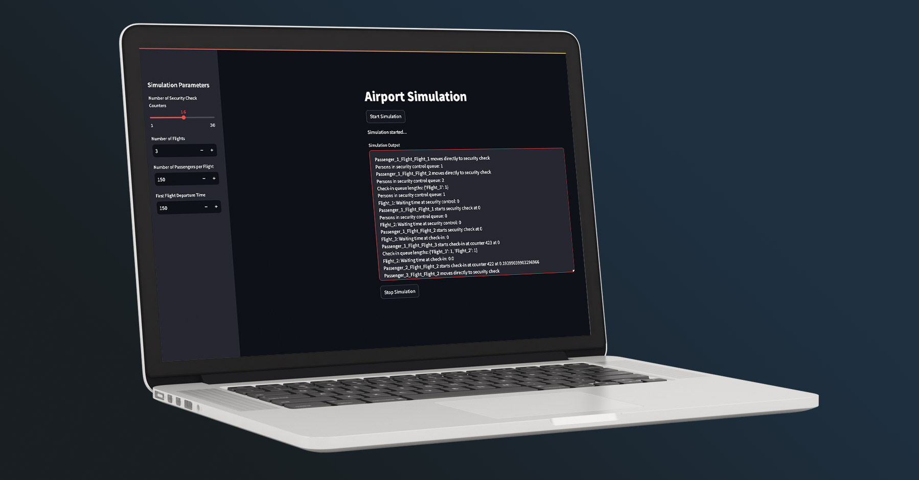 Laptop displaying an 