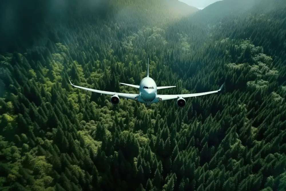 Flugzeug Fliegt Ueber Wald