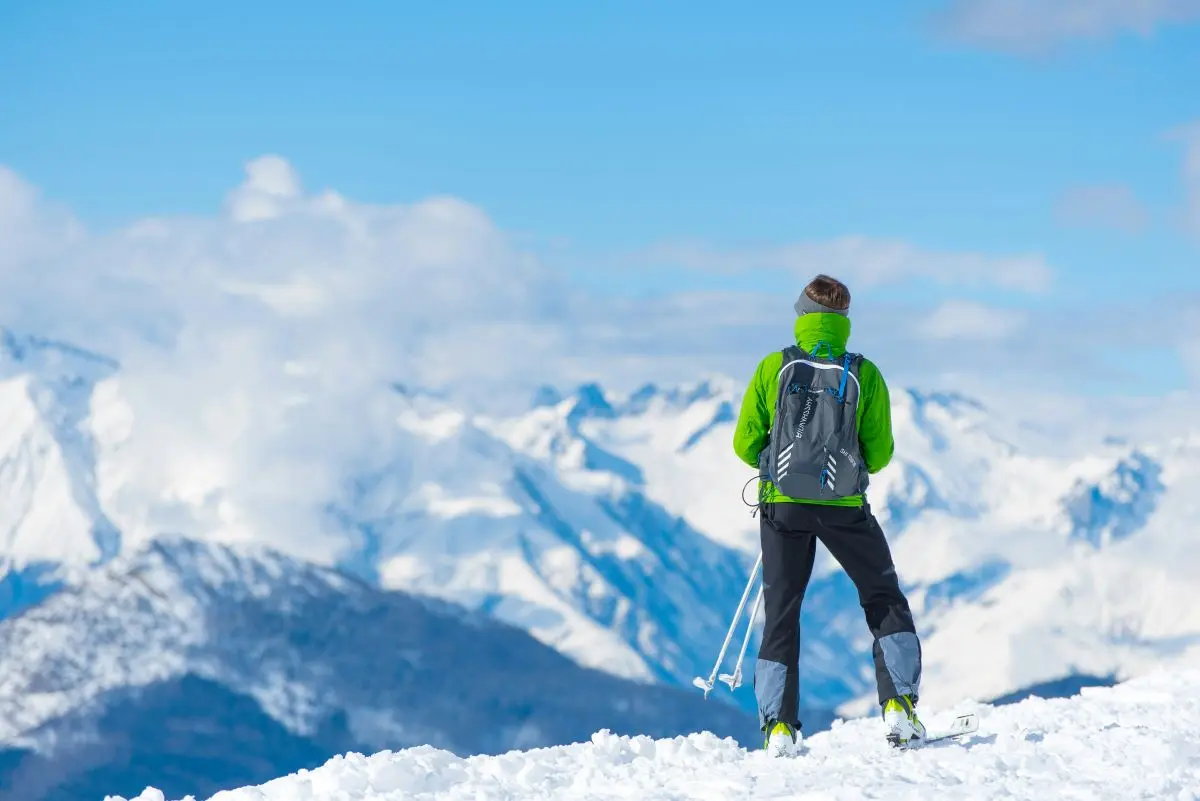 Woman Skiing On Mountain