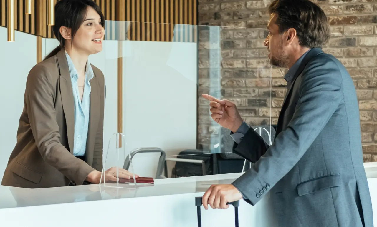 Reception Hotel Conversation With Guest
