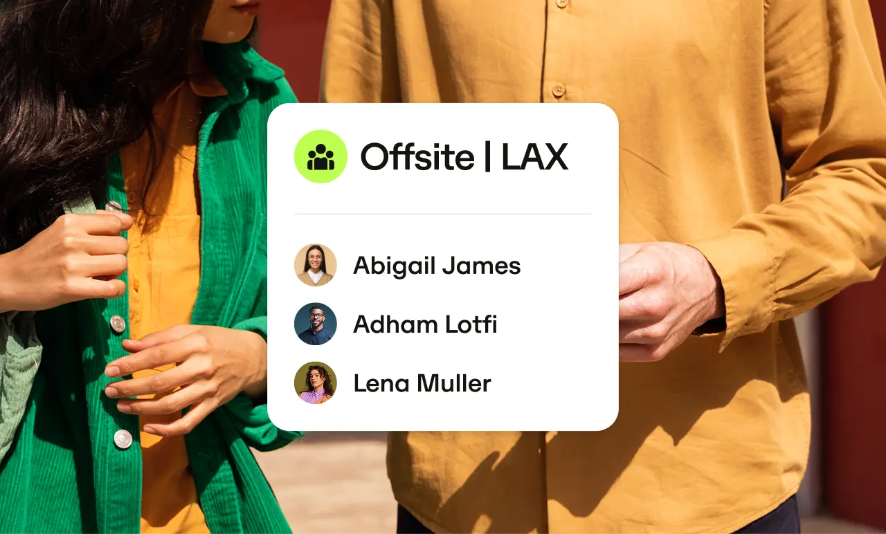 A view of the Events Group Booking feature on the TravelPerk platform, with icons of the attendees.