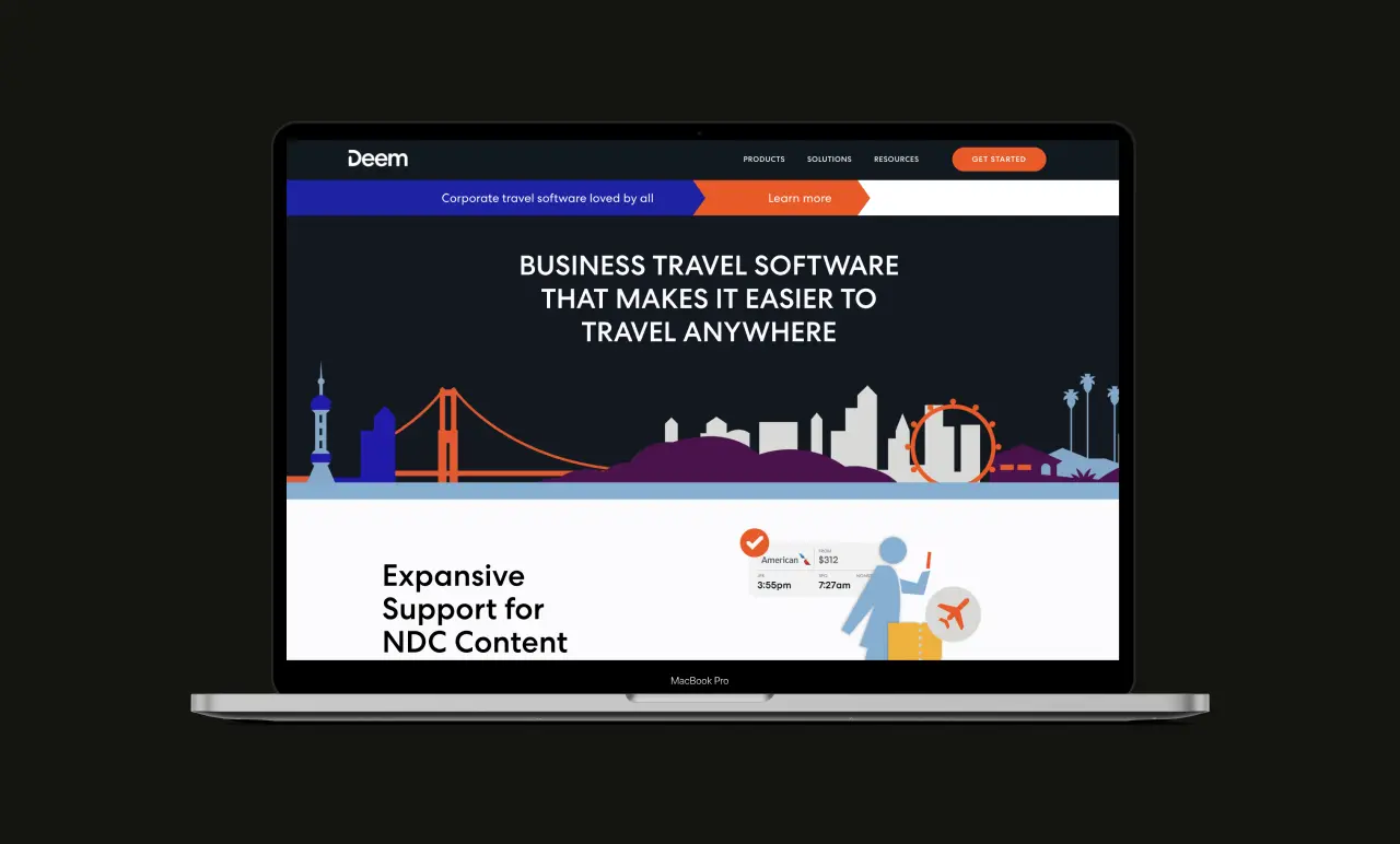 Deem homepage shown on a laptop screen