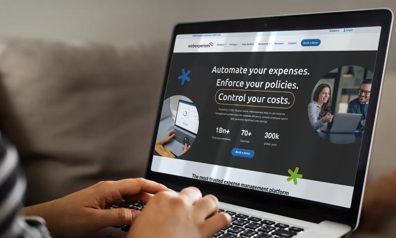 webexpenses homepage shown on a laptop screen