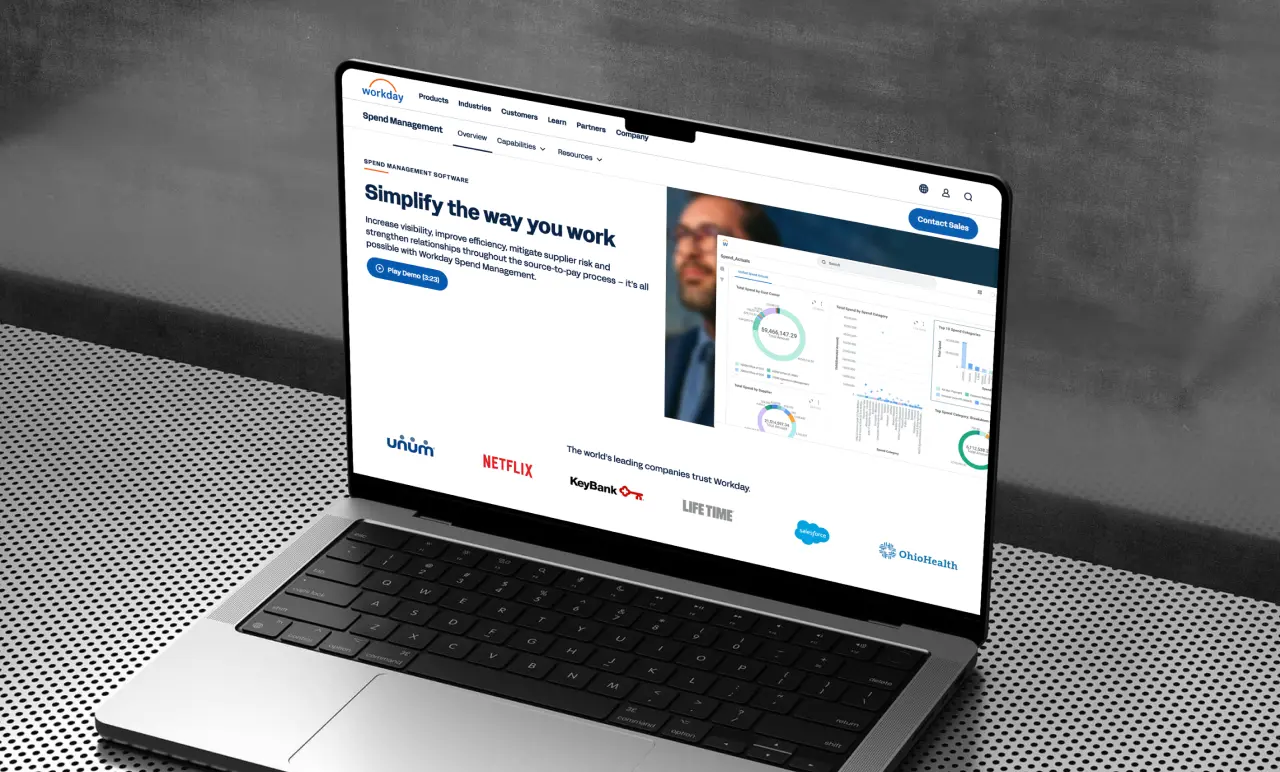 workday HCM expenses homepage shown on a laptop