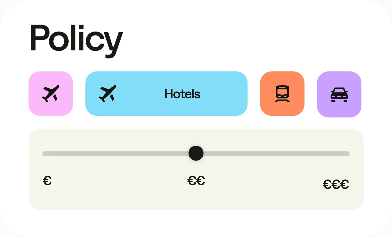 A view of the TravelPerk platform showing how to set a spend budget for each individual vertical.