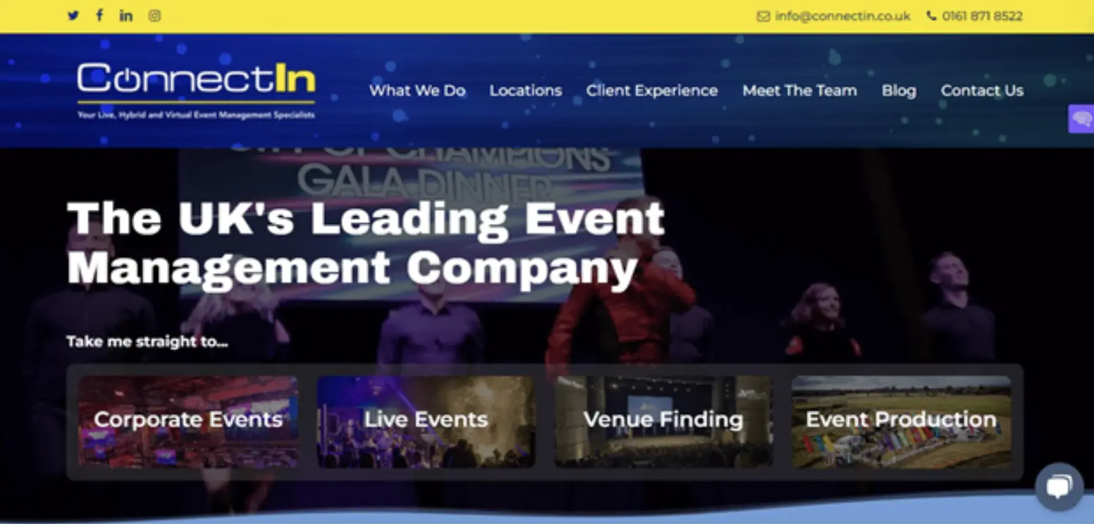 ConnectIn Events homepage