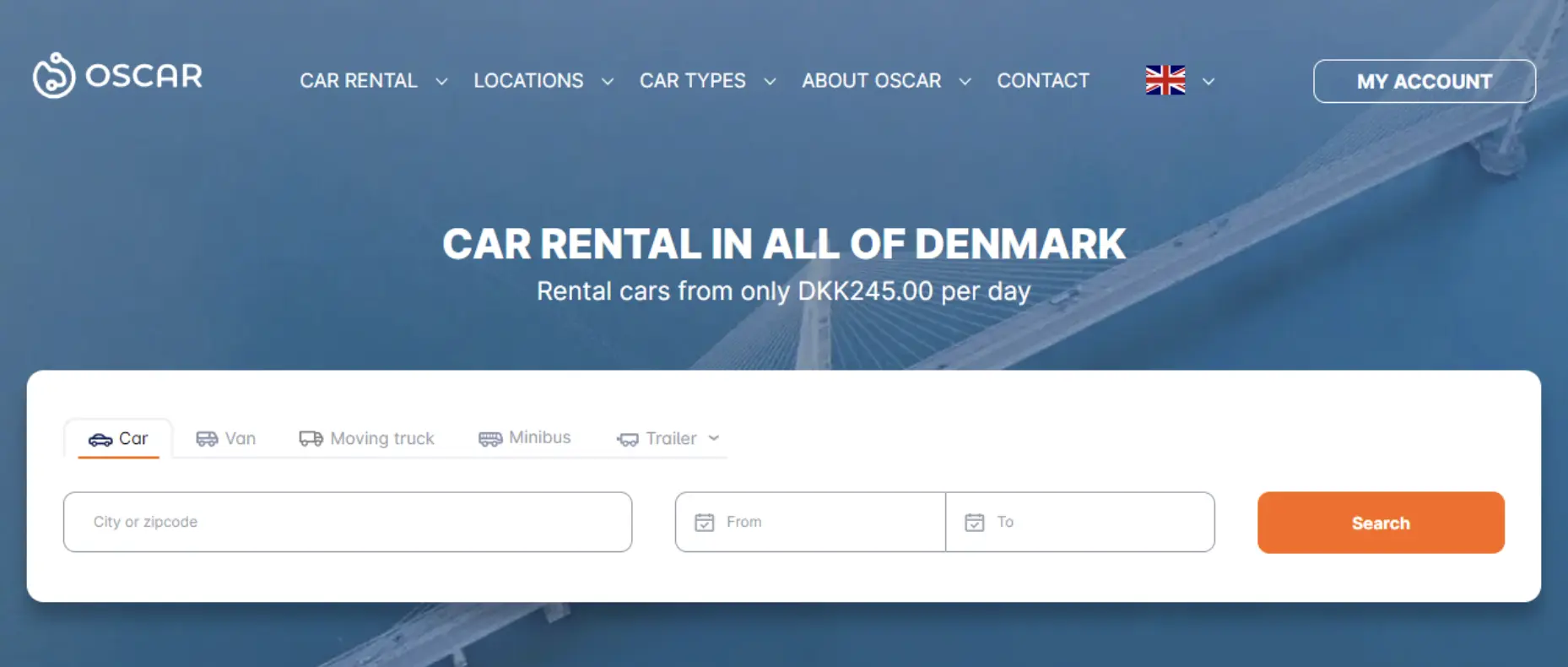 Oscar car Rental homepage