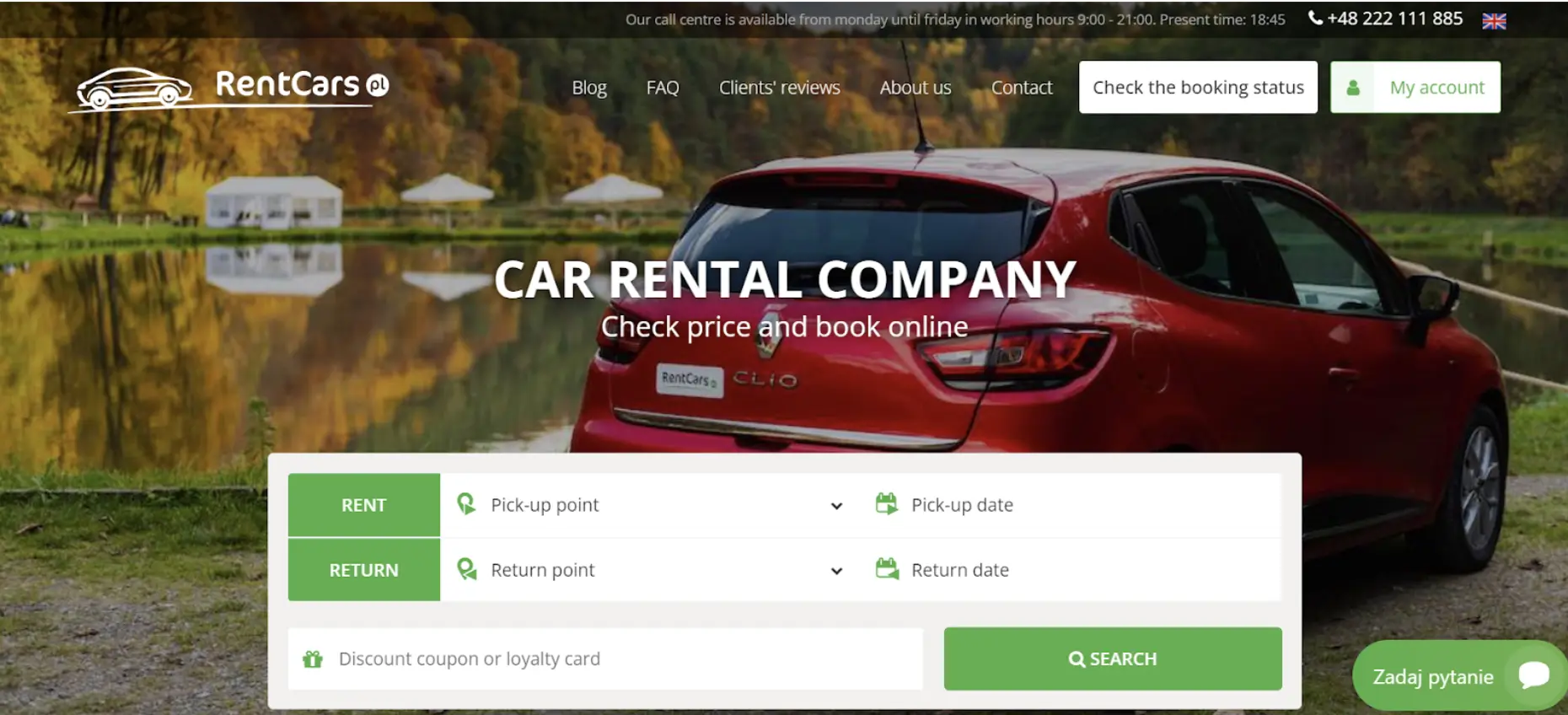 RentCars homepage