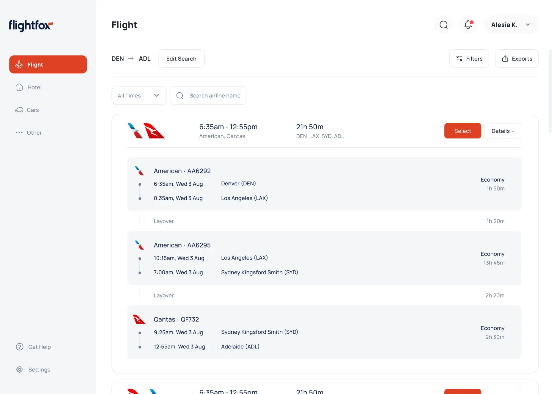 Flightfox Ui