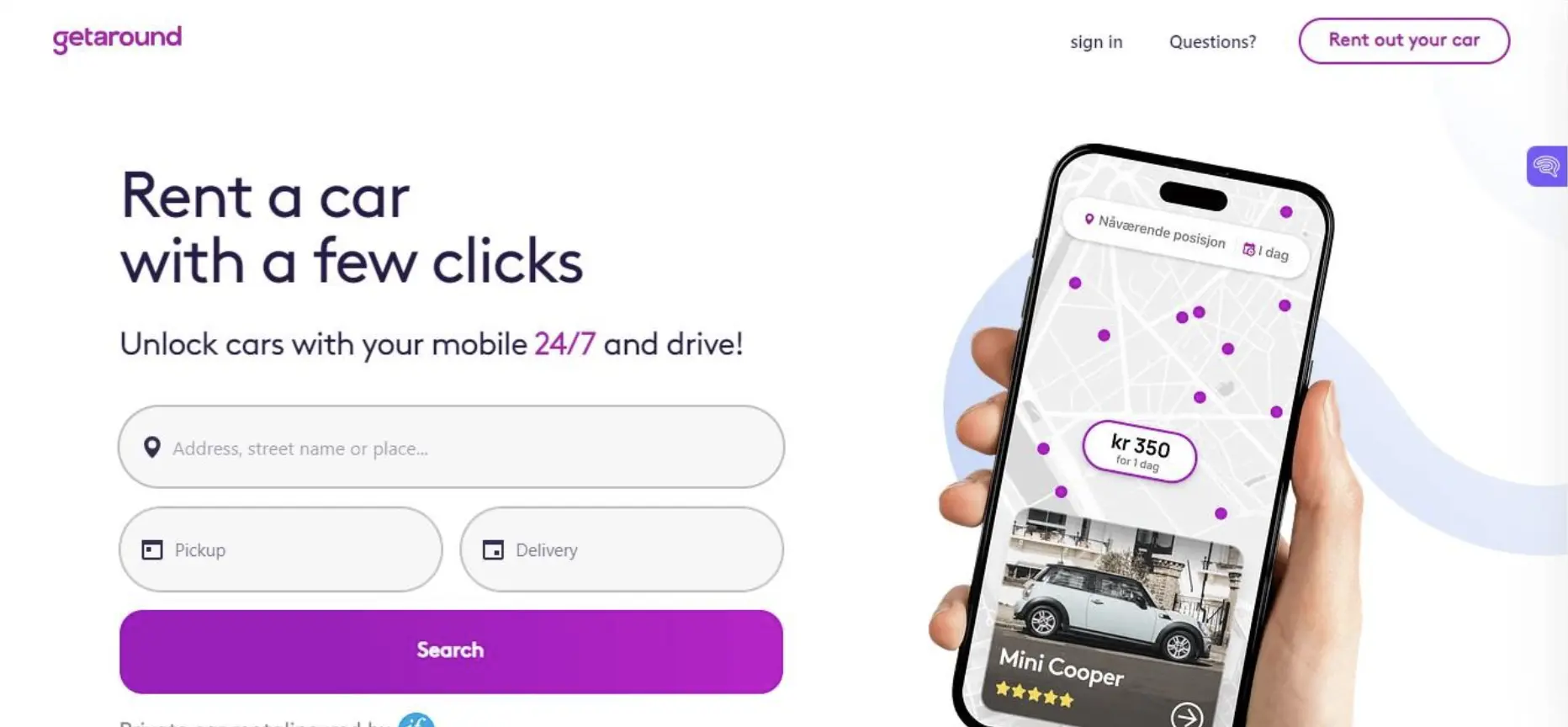 Getaround homepage