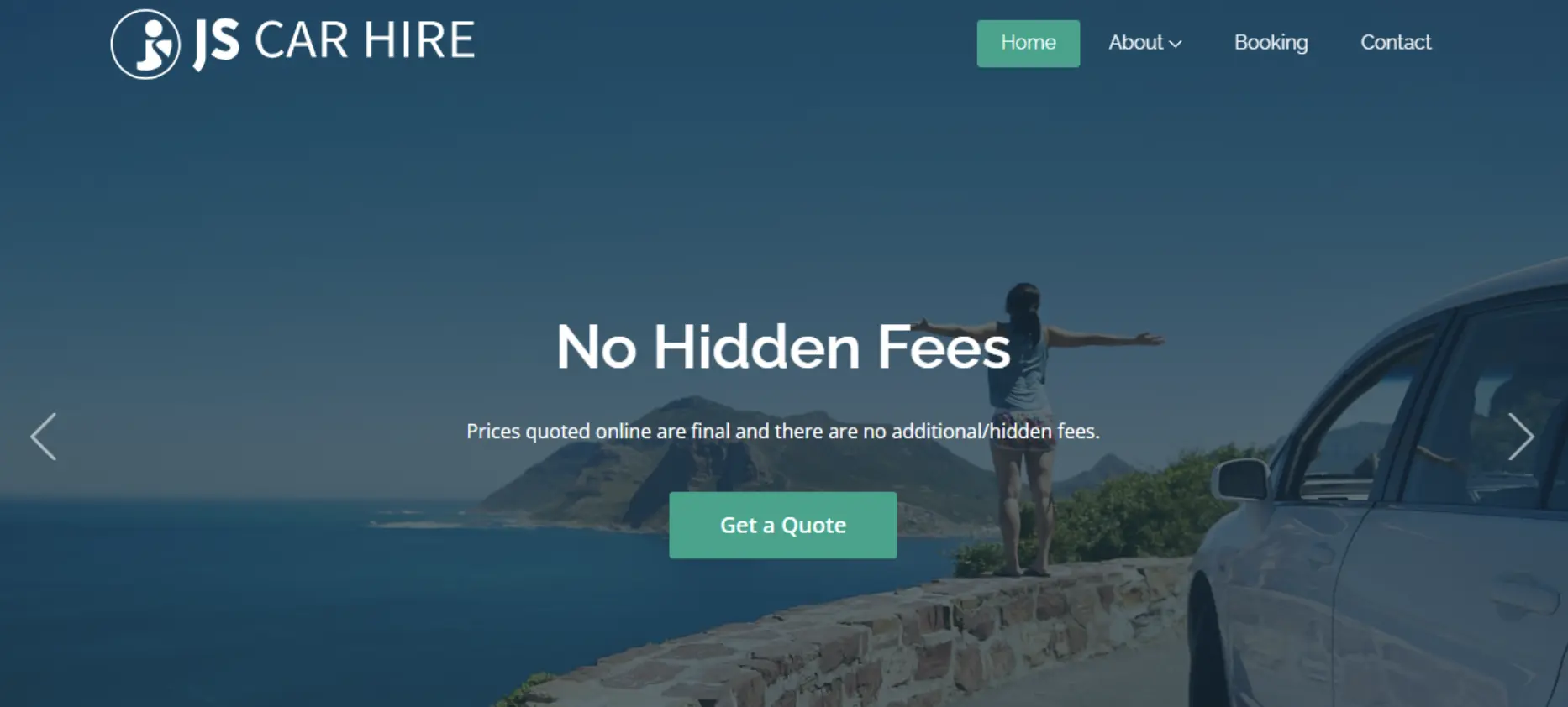 JS Car Hire homepage